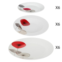 Secret de Gourmet Osara Diner Set   Wit, 18 delige Set, Paraplu Motief