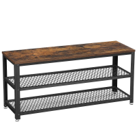 JOYFURNOS schoenenrek met 2 legplanken, schoenenorganizer   100 x 30 x 45 cm   vintage bruin/zwart