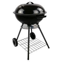 Alpina houtskoolbarbecue   ketelbarbecue Ø 43 cm   barbecue met deksel en wielen   geïntegreerd ventilatiesysteem   uitneembare aslade   zwart