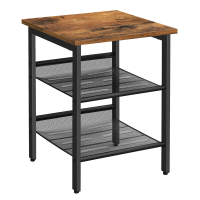 JOYFURNOS salontafel, bijzettafel voor slaapkamer, met 2 verstelbare metalen gaasplanken, stabiele metalen constructie, LET23X