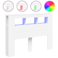 VidaXL Hoofdeinde met LED 140x18,5x103,5 cm bewerkt hout wit