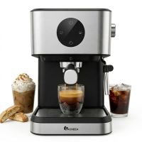 IAGREEA espressomachine met 20 bar, espresso met melkopschuimer en stoom, koffiemaker met 50 oz watertank, cappuccino  en lattemachine voor thuis, roestvrij staal, mokverwarmer