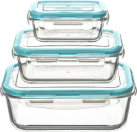 5Five Set van rechthoekige glazen opbergcontainers   3 stuks, Transparant