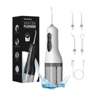Sunluxy Draagbare Draadloze Tandreiniger – 140 PSI Hoge Druk Pulserende Waterstraal, 4 Standen, 260 ml Afneembare Watertank, 50 Dagen Lange Batterijduur, Slimme Geheugenfunctie, Inclusief 3 Type Mondstukken, Reisvriendelijk Lichtgewicht Ontwerp, L5 Wit