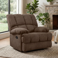 HONEYOU Oversized schommelende relaxfauteuil, Overvolle extra brede schommelende relaxfauteuils, Zachte grote handmatige relaxfauteuil, Extra grote woonkamerstoel tot 350 lbs, Bruin