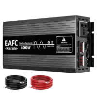 EAFC 4000 W zuivere sinusgolf omvormer (piek 4000 W/nominaal 2000 W), 12 V DC naar 220 V AC omvormer met dubbele intelligente koelventilatoren, digitaal in /uitgangsdisplay, universeel stopcontact, stille werking voor auto, vrachtwagen, caravan, kamperen,
