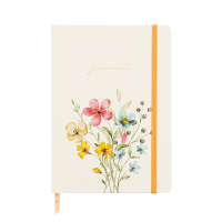 Jubiluu A5 notitieboek met harde kaft en gelinieerde pagina's   96 vellen (100 g offsetpapier), leeslint en elastische band   klassiek crèmekleurig gelinieerd notitieboek voor schrijven, school, kantoor en cadeaus   zachtroze bloemenboeket