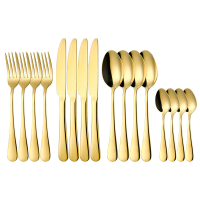 FangYuan 16 delige gouden RVS bestekset met mes, vork en lepel, hoogwaardig RVS, vaatwasbestendig, set 1010