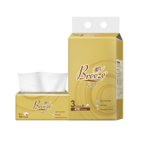 BREEZE GOLD gezichtstissues, 3 laags, 150 vellen x 3 pakken, totaal 450 vellen, zacht en huidvriendelijk, sterk ook nat, voor woonkamer, eettafel, slaapkamer, kantoor