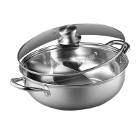 COOKER KING hotpotpan van 304 roestvrij staal met scheidingswand, geschikt voor inductie en alle kookplaten, 30 cm hotpotpan