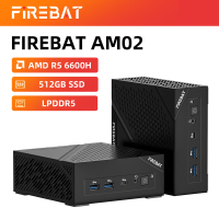 FIREBAT Mini PC AM02L AMD 6600H, 16 GB LPDDR5, 512 GB M.2 NVMe, Windows 11 Home voorgeactiveerd, 4K display HDMI 2.1/DP 1.4, WiFi 6+2,5 G Ethernet, Bluetooth 5.2   Compacte pc voor gaming (LOL/CS2) en dagelijks surfen/studie