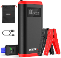 GREPRO 3000 A Jump Starter Power Pack, Noodstarthulp voor Autoaccu’s voor 12 V Voertuigen en Motorfietsen (tot 10,0 L Benzine/8,0 L Diesel) met LCD scherm en LED zaklamp