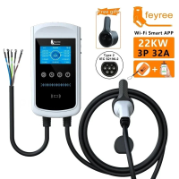 Feyree type 2 lader voor elektrische auto's 32 A 22 kW 3 fase laadstation autolader EVSE laadbox voor wandmontage 4,3 inch scherm slimme app bediening