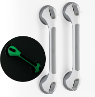 TAILI Douche Beugel Gloeit in het Donker, 2 Stuks 16,8 Inch Grepen voor Badkuipen en Douches, Douchehandgrepen Doucherails voor Senioren en Ouderen, Badkamer Veiligheidsgreep Verwijderbaar Geen Boren Waterdicht, Grijs