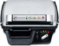 Tefal SuperGrill GC450B32 Elektrische Contactgrill 2000 W, 180° Open als Plancha/BBQ, Verwijderbare Vaatwasserbestendige Anti aanbakplaten 30 x 20 cm, 4 Standen Thermostaat, RVS