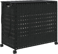 VidaXL rotan wasmand op wielen   zwart, 66 x 35 x 60 cm