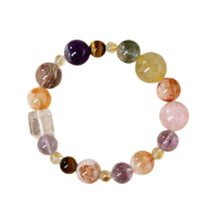 VoxorAI  L8 [Groene Fantoomkwarts] Kristallen Armband, Natuurlijke Amethist Armband, Originele Handgemaakte Modieuze en Hoogwaardige Kristallen Armband om zelf te maken