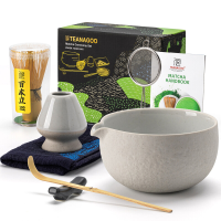 TEANAGOO Matcha Klopper, 7 delige Matcha Set Lichte Grijs, Matcha Kit voor Ceremonie, Matcha Theeset voor het maken van Ontbijt/Latte, Matcha Klopper Set en Kom met Alle Accessoires, Cadeau voor Matcha Liefhebber/Vriend/Familie, Nieuwjaarsuitverkoop, Top 