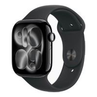 Apple Watch Series 11 GPS + Cellular 42 mm matzwarte aluminium kast met zwart sportbandje   M/L