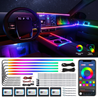 Dreamcolor LED streeplicht voor binnen in de auto, draadloze app bediening, RGB 18 in 1, 175 inch, 600 LED's, glasvezel, dual zone, geluidsaansprekende functie, autoluchtverlichting, 18 in 1 RGB, autoluchtverlichtingssets