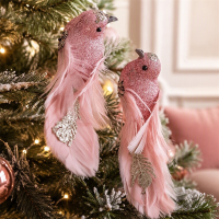 Huacan Kerstdecoratie vogels roze