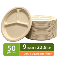 Bamboe eetstokjes, 50 stuks, 23 cm, biologisch afbreekbaar, 3 vaks, bagasse, duurzaam, oliebestendig, partyservies voor cateren, feesten en foodservice