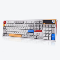 Ticktype DP104 aanpasbaar draadloos mechanisch toetsenbord met drie modi, volledig aluminium volledig formaat, 108 toetsen, indeling met tijdens gebruik verwisselbare schakelaars, bladveermontage, aanpasbaar pixelscherm, stil en soepel typen, Amerikaanse 