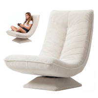 KAUFHOF Galeria Kaufhof 360° Draaibare Vloerstoel voor Woonkamer, Geen Montage Vereist, Beige Corduroy | Verstelbare & Opvouwbare Rugleuning, Ondersteunt tot 150 kg, 60 x 105 x 87 cm | Ideale Gamestoel of Leesstoel
