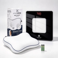 Smartsleep ergonomisch traagschuim herstelnekkussen & Arboleaf CS20H digitale personenweegschaal bundel   hoge precisie weegschaal van gehard glas (kg), ideaal voor rug  en zijslapers, gebruik thuis en in de badkamer, zwart