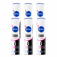 NIVEA Invisible Black & White Clear Anti transpirant Deodorant Spray   Original   Anti vlekken   72H Bescherming 150 ml (6 Pack)
