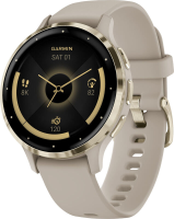 GARMIN Venu 3S   41 mm Smartwatch   Frans grijs   Beige siliconen band