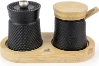 Peugeot Bali gietijzeren pepermolen en zoutvaatje cadeaubox   8 cm, zwart