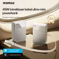MOMAX 1 PAC Pass Mini 2 in 1 Powerbank met Uitschuifbare Ingebouwde Kabel, 10000 mAh Draagbare Oplader