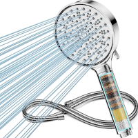 Cobbe douchekop met filter en slang, Cobbe hogedrukdouchekop met 6 straalstanden, Cobbe waterbesparende douchekop met doucheslang, handdouche met filter tegen kalkaanslag voor hard water, chloor