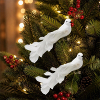 Huacan Kerstdecoratie vogel wit
