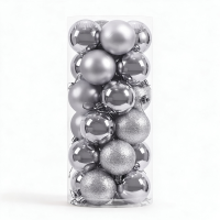 60 Mm 24 stuks zilveren kerstballen, kerstornamenten, kerstdecoraties voor thuis, kerstboomornamenten, onbreekbaar kunststof kerstballen, feestelijke partyslinger, kamerdecoratie