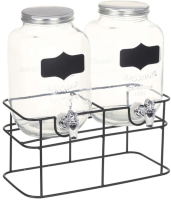 VidaXL Glazen drankdispenser set met standaard   2 stuks, 4 L, Transparant