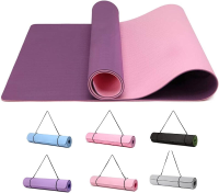 Narwhal TPE Yogamat 183 x 61 x 0,6 cm Antislip trainingsmat met draagriem, 6 mm dikte Hoge dichtheid fitnessmat voor pilates training in de sportschool voor vrouwen mannen (Paars/roze)