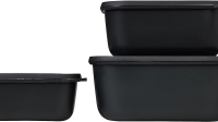 Mepal Cirqula Rechthoekige Multi Kom Set   750 mL, 1500 mL, 3000 mL, Noordelijk Zwart