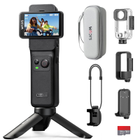 【Terug naar school】SJCAM C400 actiecamera 4K, 7 uur batterijduur, 6 assige stabilisatie, sportcamera met dubbel aanraakscherm, 30 meter waterdicht, vlogcamera met accessoirepakket, zwart, inclusief 64 GB kaart