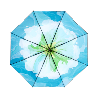 Beneunder BM398, in drieën opvouwbare paraplu met versterkte zwarte beschermlaag voor buiten, windbestendig en waterdicht, blauwe bloem, cadeau voor koppels, perfect cadeau