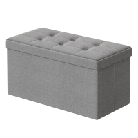 JOYFURNOS Opbergbank, 38 x 76 x 38 cm, Bankje voor Voeteneinde van het Bed, Opbergkist, voor Woonkamer, Slaapkamer, Hal, Lichtgrijs