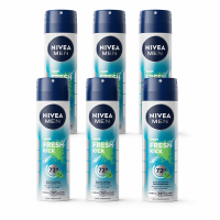 NIVEA MEN Fresh Kick Anti transpirant Spray   48 h Bescherming   Met Cactuswater   Alcoholvrij   150 ml (6 Pack)