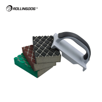 ROLLINGDOG Schuursponsenset, 4 delig met ergonomische houder, 60/120/180 korrel afwasbare blokken, grove/middel/fijne oppervlaktevoorbereiding.
