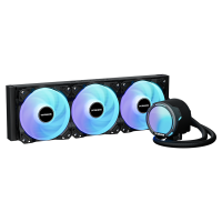 LE100 360 Black AIO Vloeistof CPU koeler – ARGB Volledige Verlichting, FOC 3 Fase Pompaan, 2500 RPM PWM Ventilatoren, 81,8 CFM Luchtstroom, 3,2 mmAq Druk – Intel LGA1851/1700/1200/115X, AMD AM5/AM4