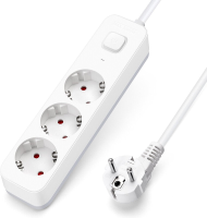 Aigostar Lines Stopcontact 4 voudig 3G1,5mm2 1.5M met Vierkante Schakelaar Wit+Grijs