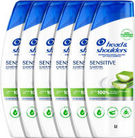 HEAD&SHOULDERS Sensitive Hoofdhuid Anti roos Shampoo 6x250 ml Met Aloë Vera. Effectief tegen 3 hoofdhuidproblemen: roos, jeuk gerelateerd aan roos en overtollig talg