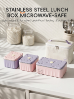 PURE COOK 304 roestvrij staal dubbellaagse voedselbewaarbakjes set lekvrij meal prep school werk dagelijkse voedselopslag huishouden 20,29 oz 20,29 oz 40,58 oz set van 3 inclusief geïsoleerde tas