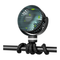 Momcozy draagbare kinderwagenventilator, 8000 mAh accu, 27 u gebruiksduur, afneembaar, 4 windsnelheden, 360° rotatie, ledlamp, via USB oplaadbaar, zwart, verpakking per stuk, cadeaus voor moeders
