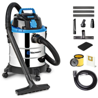 Vacmaster VQ1220SC 3 in 1 Nat  en Droogzuiger met Blaasfunctie en Stopcontact voor Elektrisch Gereedschap, 1250 W, 18 kPa, 20 L RVS Tank, voor Werkplaats, Garage en Auto